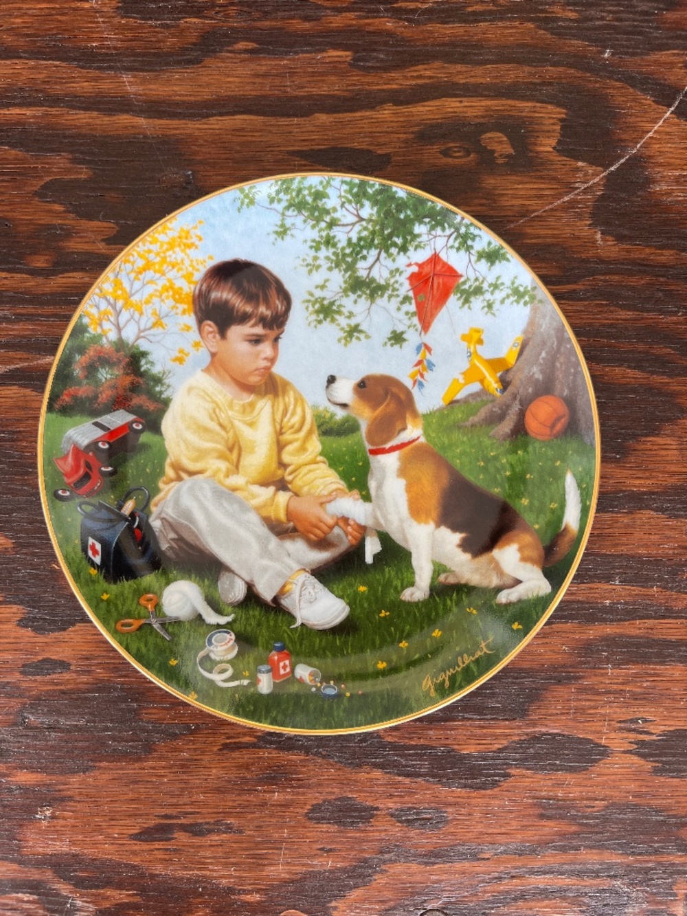 Danbury Mint "Wednesday's Child" Collector Plate • Elaine Gignilliat • COA • Boy
